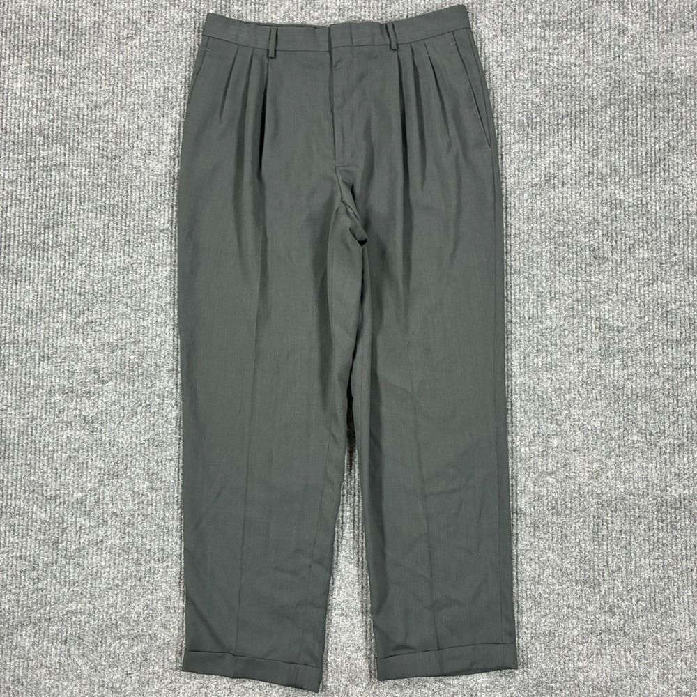 Vintage Dockers Dress Slacks Mens 34x30 Gray Pleated Cuffed Career‎ Office Pants